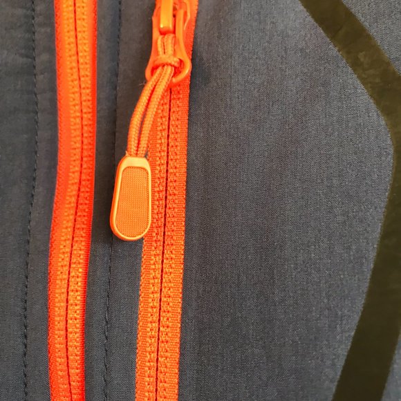 Windproof Softshell Blue Jacket w Orange Zipper - Picture 6 of 7